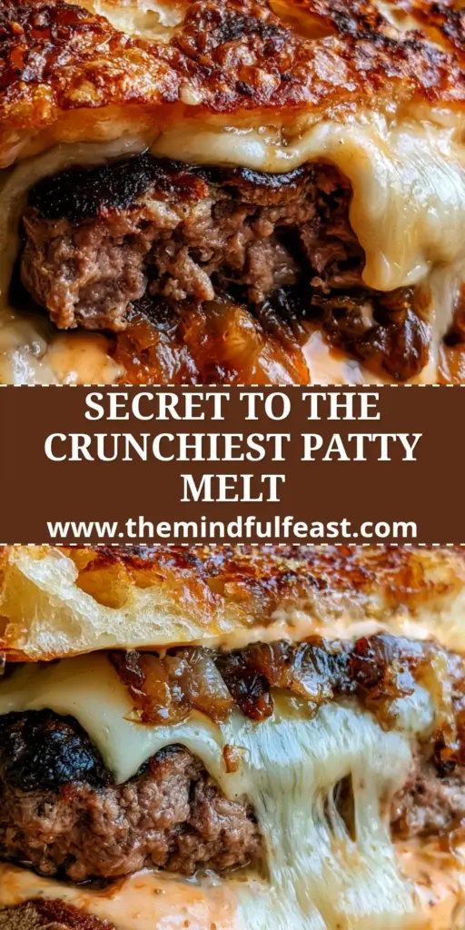 Ultimate Patty Melt Recipe with Shattered Sourdough and Jammy Onions 3 A close-up cross-section of a gourmet patty melt with oozing Swiss cheese, seared beef, and mahogany jammy onions on sourdough bread. (patty melt recipe)