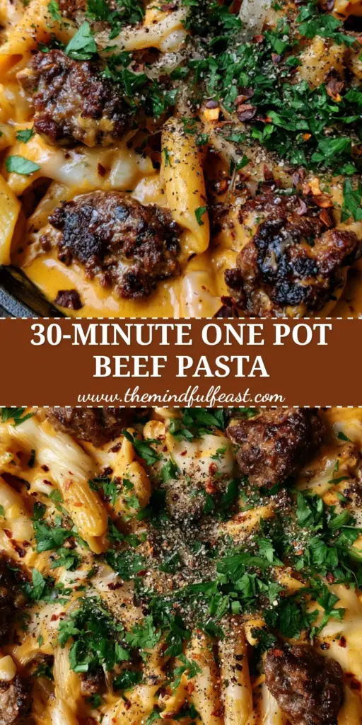 Creamy Beef Pasta Recipe: The Ultimate Cheesy Cast Iron Skillet Dinner 4 A top-down view of a rustic cast iron skillet filled with this creamy beef pasta recipe, featuring melted mozzarella and fresh parsley. (creamy beef pasta recipe)
