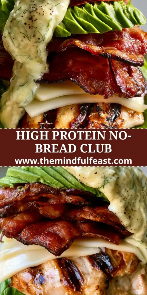 Low Carb Chicken Club Sandwich with Garlic Dill Aioli 5 A close-up handheld shot of a stacked Low Carb Chicken Club Sandwich using large green butter lettuce as a bun with visible charred chicken, melted cheese, and crispy bacon.