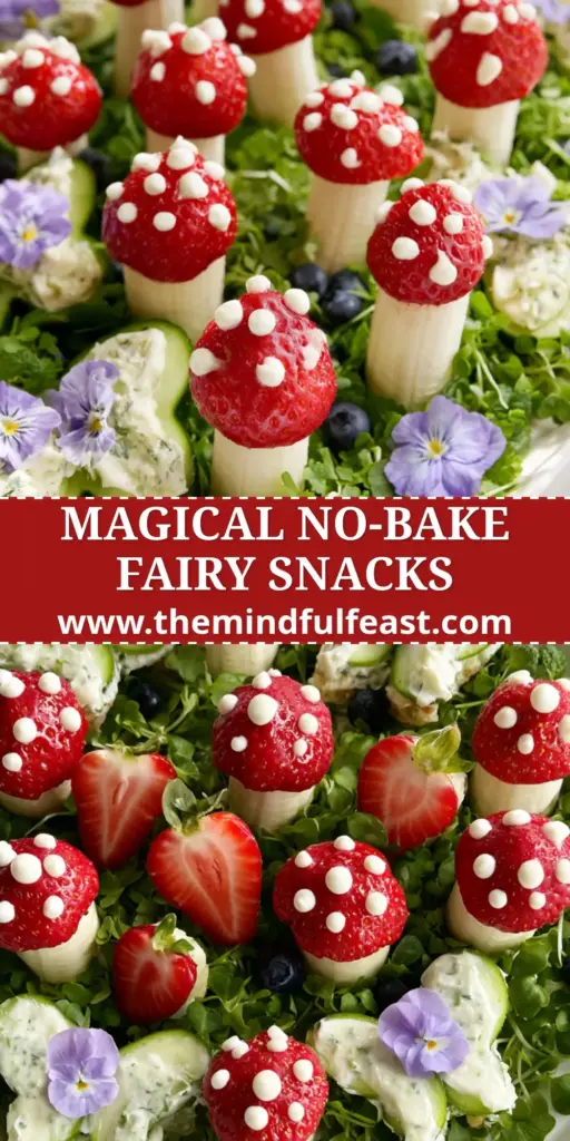 Fairy party food ideas: Crafting a Whimsical Garden Platter 3 An overhead shot of strawberry toadstools and cucumber butterfly sandwiches on a bed of micro-mint. (Fairy party food ideas)