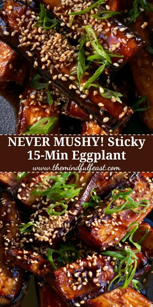 Sticky Soy Garlic Japanese Eggplant: The Ultimate Umami-Packed Side Dish 3 Top-down view of Sticky Soy Garlic Japanese Eggplant batons with charred edges and a thick glossy glaze on a charcoal plate.