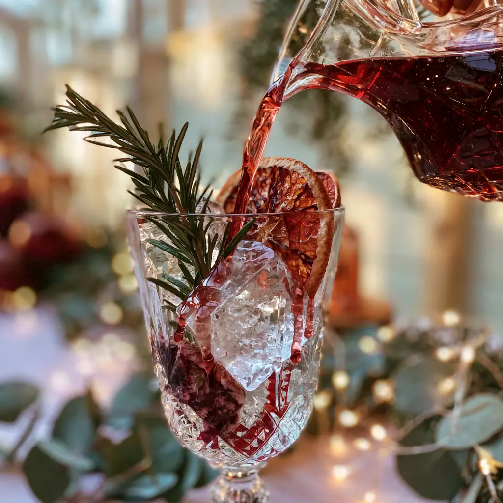 A luxury self-serve bar setup featuring crystal wedding drinks and eucalyptus garland.