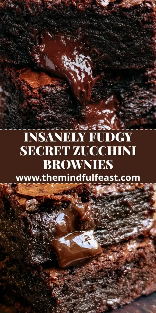 Chocolate Zucchini Brownies: The Ultimate Fudgy Mahogany Masterpiece 3 A vertical stack of thick chocolate zucchini brownies with a crackly top and molten chocolate on a dark wood surface.