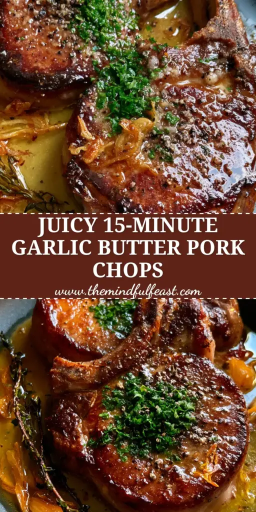 Pork Chops Recipe: The Secret to a Deep Mahogany Sear and Garlic Butter Bliss 4 A top-down view of a delicious pork chops recipe featuring a mahogany sear and garlic butter sauce.