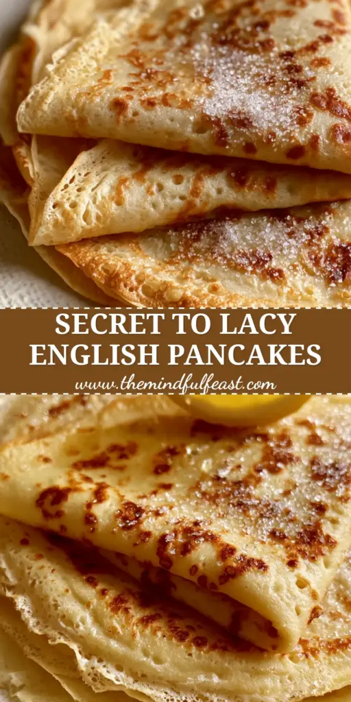 English Pancakes: How to Master Paper-Thin Lacy Edges and Golden Leopard Spots 4 A stack of folded English pancakes with leopard spots and lemon wedges on a white plate. (English pancakes)