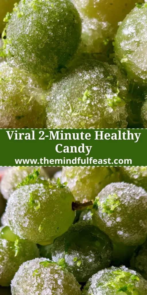 Frozen Grapes with Lime and Sparkling Monk Fruit Sweetener 3 A handful of emerald green frozen grapes coated in sparkling monk fruit crystals and neon lime zest. (frozen grapes)