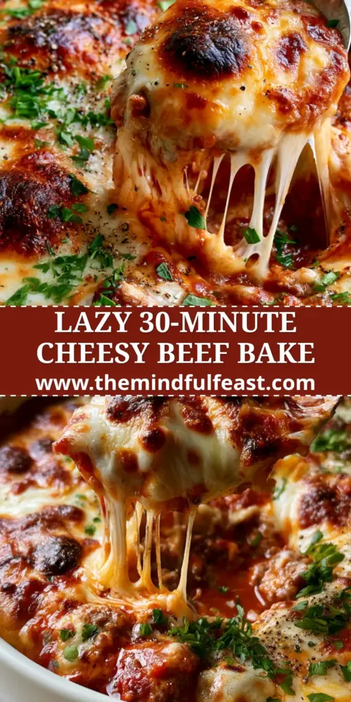 Cheesy Beef Casserole Recipe with Toasted Mozzarella Crust 4 A close-up shot of a silver spoon lifting a portion of Cheesy Beef Casserole, showing long cheese strings and toasted mozzarella bubbles. (Cheesy Beef Casserole Recipe)