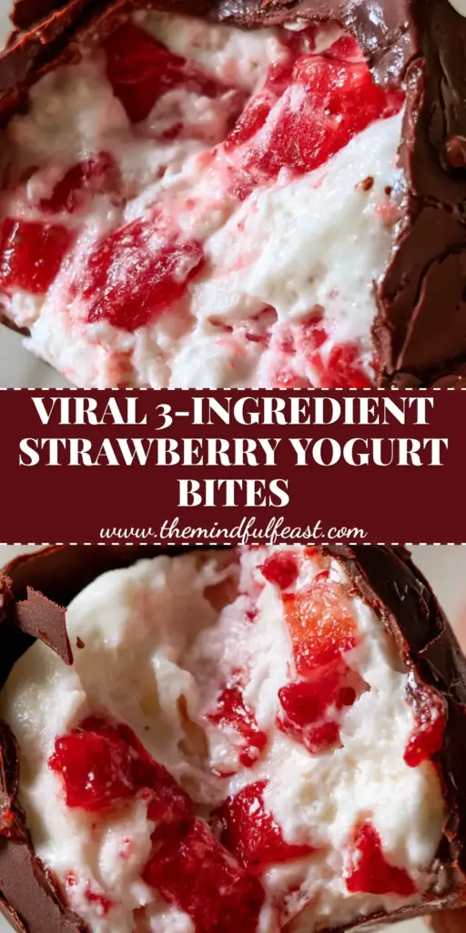 Chocolate Strawberry Frozen Yogurt Bites with a Crackly Dark Chocolate Shell 4 A handheld shot of a Chocolate Strawberry Frozen Yogurt Bite bitten in half, showing the creamy strawberry interior and the thin dark chocolate shell with salt.