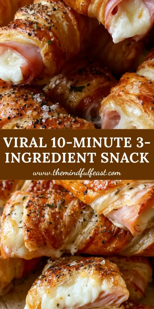 Ham and Cheese Sticks: The Ultimate Flaky Puff Pastry Snack 4 A tall stack of golden-brown ham and cheese sticks on a rustic board with visible cheese pull and steam.