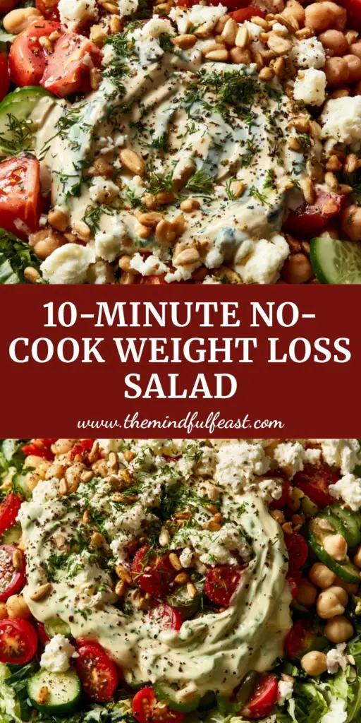 Vegetable Salad Recipe with Creamy Lemon-Tahini Dressing and Feta 4 A vibrant top-down Mediterranean bowl showing the vegetable salad recipe with kale, romaine, heirloom tomatoes, and creamy tahini swirls.