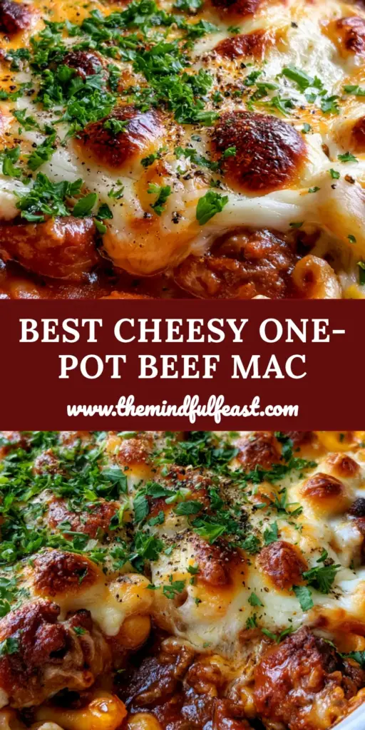 Ground Beef and Macaroni Casserole with a Bubbly Toasted Cheese Crust 4 A deep white ceramic baking dish filled with ground beef and macaroni casserole, featuring a bubbly toasted cheese crust and fresh parsley. (ground beef and macaroni casserole)
