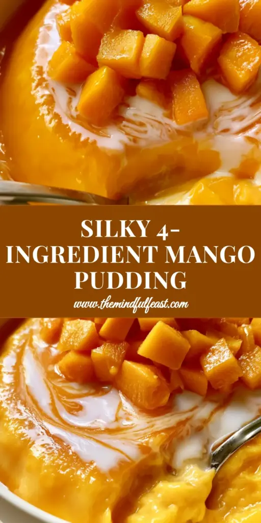 Chinese Mango Pudding: The Ultimate Silky Alphonso Dim Sum Dessert 5 A vibrant Chinese Mango Pudding served in a white bowl, topped with a pile of juicy diced mango, a mint leaf, and a swirl of evaporated milk.