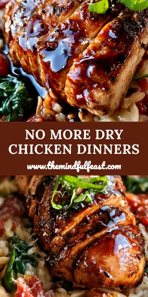 Balsamic Chicken Orzo: A Creamy One-Pan Masterpiece with Mahogany Glaze 4 A top-down view of balsamic chicken orzo in a matte black pan, featuring glazed chicken and creamy pasta. (balsamic chicken orzo)
