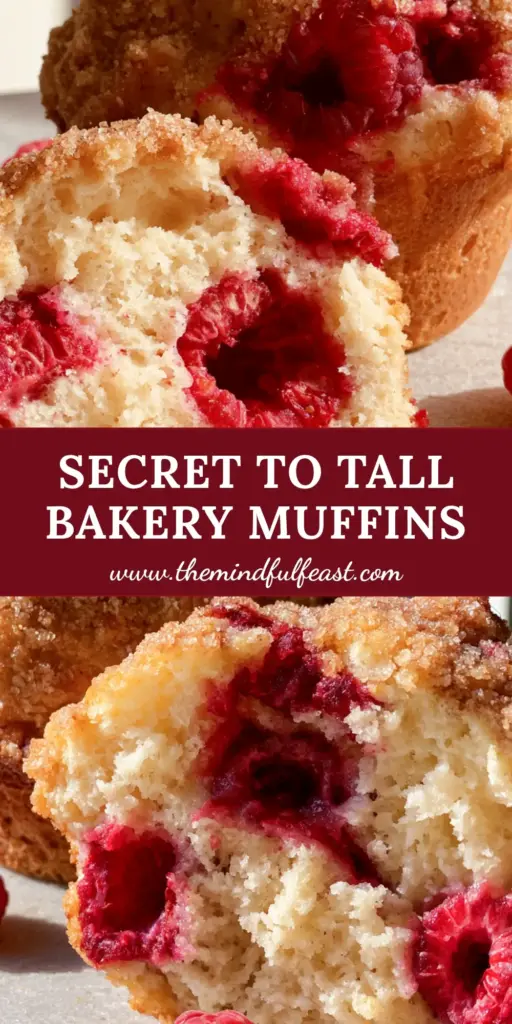 Raspberry Streusel Muffins with Bakery-Style High Domes 4 A close-up of a massive, high-domed Raspberry Streusel Muffin with golden-brown chunks and sparkling sugar crystals.