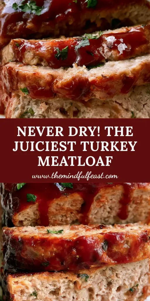 Turkey Meatloaf Recipe with a Glossy Balsamic Glaze and Golden-Brown Seared Edges 4 A stack of three thick turkey meatloaf slices with a glossy ruby-red balsamic glaze and fresh parsley garnish. (turkey meatloaf recipe)