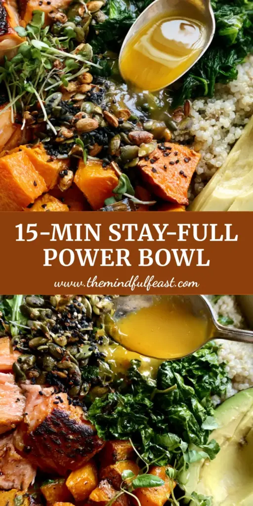 High Protein High Fiber Dinners: The Ultimate Honey-Seared Salmon Power Bowl 3 A top-down aesthetic power bowl featuring honey-seared salmon chunks, roasted sweet potatoes, and massaged kale. (high protein high fiber dinners)