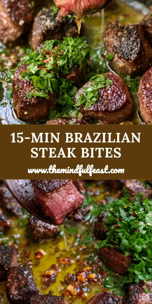 Garlic Butter Brazilian Steak (Picanha Steak Bites) 4 A sizzling cast iron skillet of garlic butter brazilian steak bites with toasted garlic and fresh parsley.