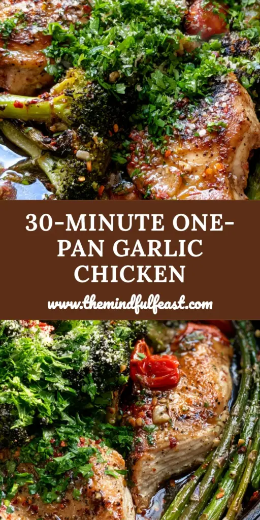 A rustic black cast iron skillet containing golden-brown chicken medallions, charred broccoli, and blistered tomatoes. (weeknight chicken dinner ideas)