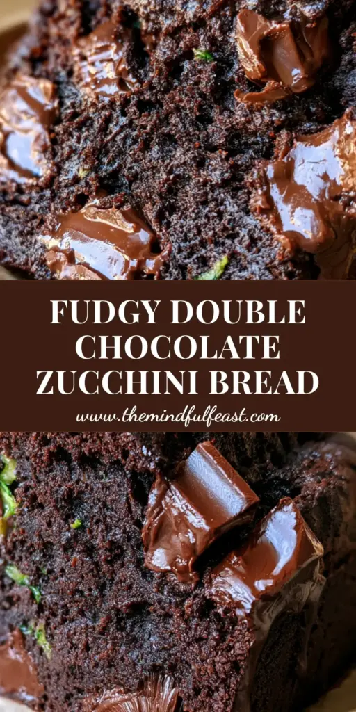 Double Chocolate Zucchini Bread with Fudgy Cocoa Crumb and Sea Salt 4 A tall loaf of double chocolate zucchini bread with a cracked top and melting chocolate chunks. (double chocolate zucchini bread)