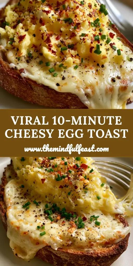 Cheesy Egg Toast: The Ultimate Grated Egg and Sourdough Breakfast 4 A thick slice of cheesy egg toast featuring bubbling white cheddar and a mountain of fluffy grated hard-boiled egg on sourdough.