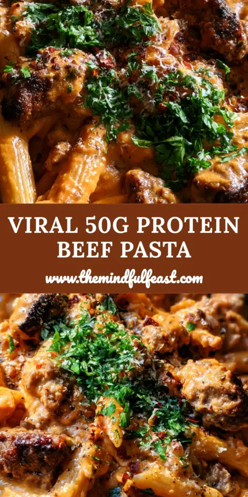 High-Protein Creamy Beef Pasta with Blended Cottage Cheese Sauce 4 A rustic black bowl filled with High-Protein Creamy Beef Pasta, featuring seared beef and a sunset-orange cottage cheese sauce garnished with parsley.