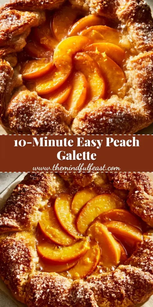 The Ultimate Rustic Peach Galette Recipe for a Golden Summer Dessert 3 A top-down view of a rustic peach galette on parchment paper with a thick, golden-brown crust and sparkling turbinado sugar crystals. (peach galette recipe)