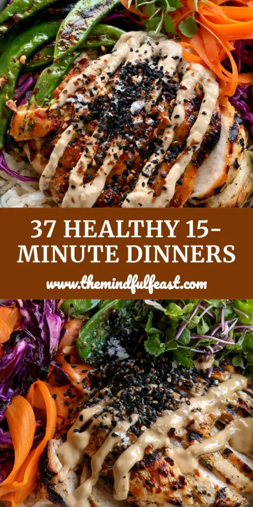 Healthy Dinners: Seared Lemon-Herb Chicken and Roasted Cabbage Grain Bowls 4 A ceramic bowl filled with jasmine rice, lemon-herb chicken, and charred vegetables for healthy dinners.