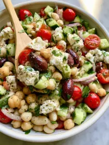 A macro top-down view of Mediterranean bean salad showing glossy olives, ruby-red tomatoes, and creamy beans. (Mediterranean bean salad)