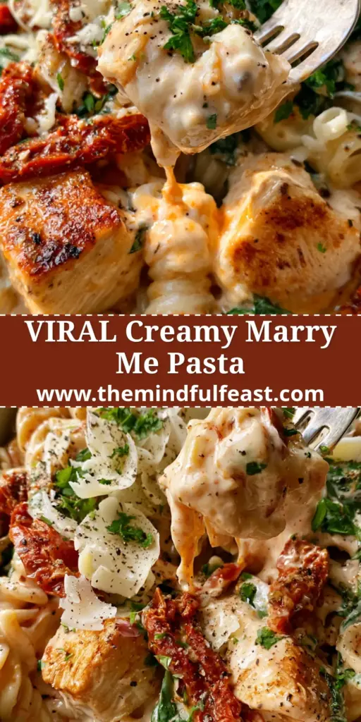 A handheld smartphone photo of a white ceramic bowl filled with Marry Me Chicken Pasta Salad, featuring golden chicken and creamy orange sauce on a marble surface.