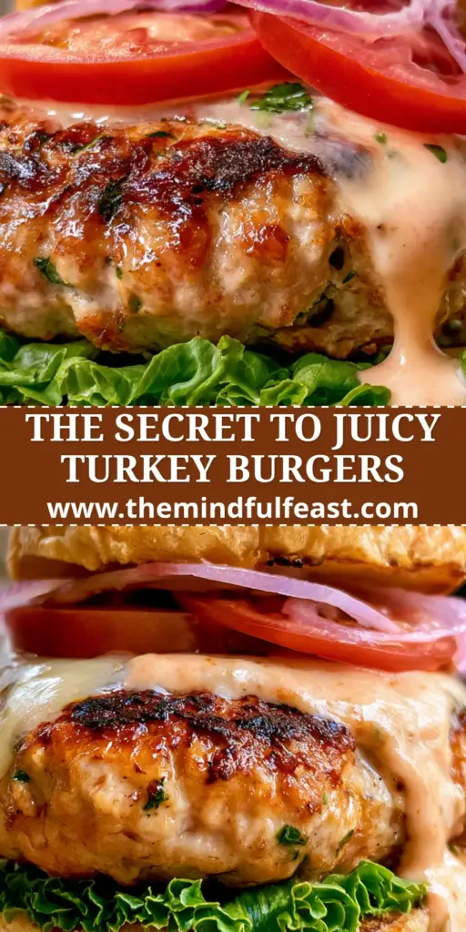 The Ultimate Juicy Turkey Burger with Melted White Cheddar and Secret Sauce 3 Close-up of a gourmet turkey burger with melted white cheddar, dripping sauce, and heirloom tomatoes on a wooden board. (turkey burger)
