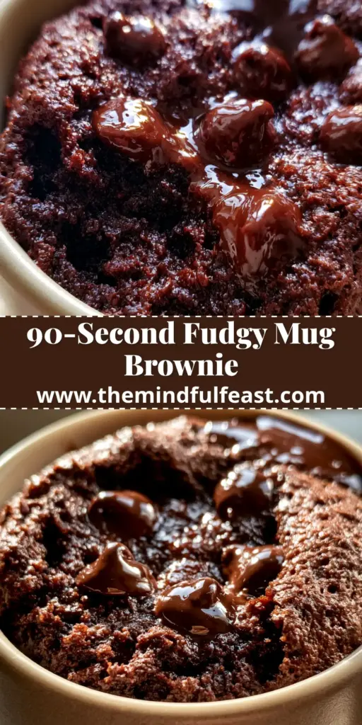 Microwave Brownie: The Ultimate 2-Minute Fudgy Chocolate Mug Cake 4 A close-up of a warm microwave brownie in a matte mug with a glossy chocolate glaze.