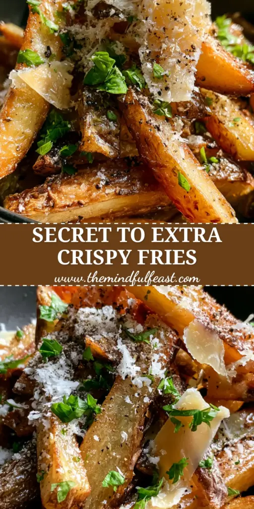 Air Fryer Garlic Parmesan Fries: The Ultimate Crispy Blistered Recipe 3 A vertical photo showing a mountain of air fryer garlic parmesan fries in a matte black bowl, garnished with parsley and cheese shards.