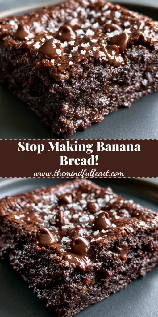 Banana Brownies: The Ultimate Fudgy Dark Chocolate and Peanut Butter Swirl Recipe 4 A stack of fudgy banana brownies with peanut butter swirls, dark chocolate chips, and fresh banana slices on top. (banana brownies)