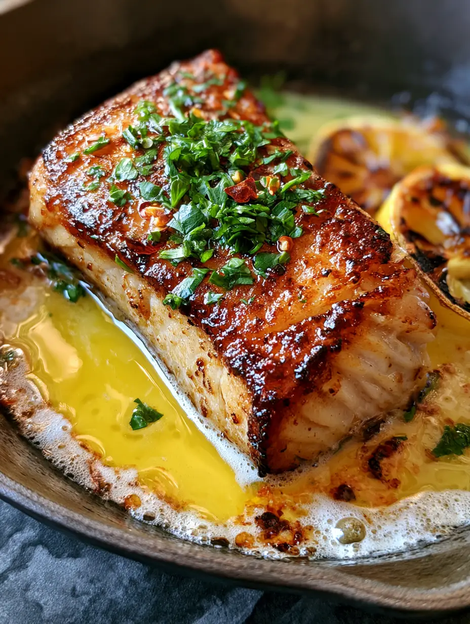 Mahi Mahi with Lemon Butter Sauce: The Ultimate Guide to a Perfect Pan-Sear 3 Close-up of thick Mahi Mahi with Lemon Butter Sauce showing flaky texture and bubbling garlic butter.