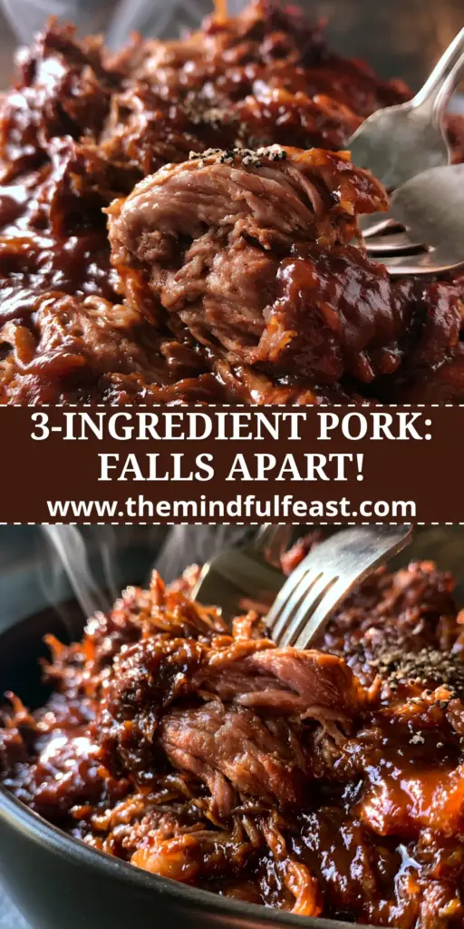 Root Beer Pork: The Ultimate Slow-Cooked Shredded Pork Shoulder with Mahogany Glaze 4 A close-up of shredded root beer pork in a matte black bowl with silver forks pulling the meat apart, glistening glaze, and cracked pepper.
