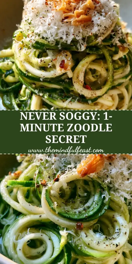 Zucchini Noodles with Golden Garlic and Snowy Micro-planed Parmesan 4 A high-piled bowl of spiralized zucchini noodles topped with snowy parmesan and golden garlic. (zucchini noodles)