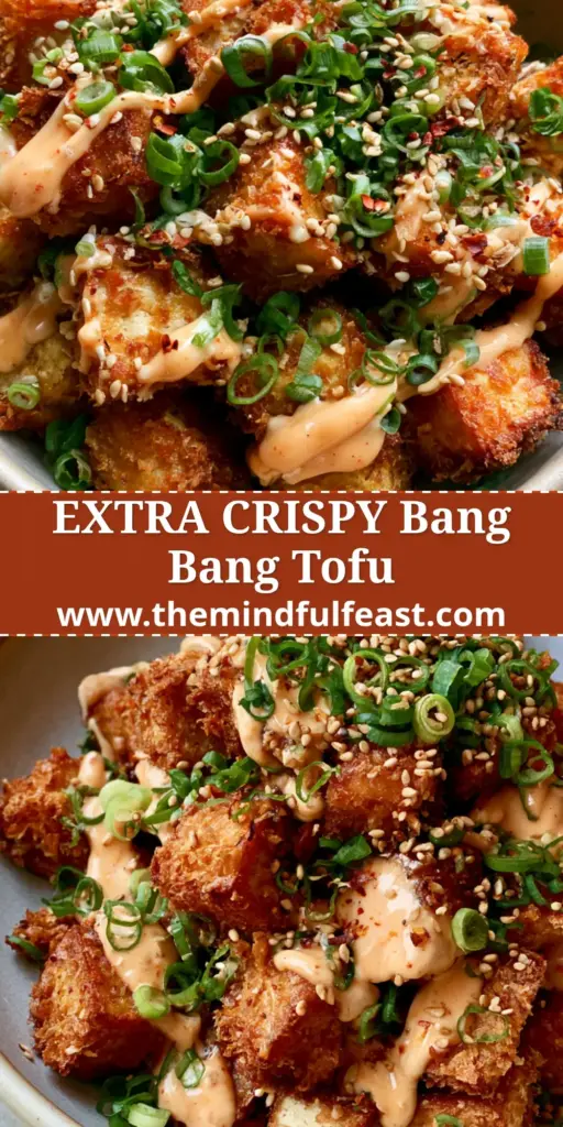 Tofu Steak Bites and Mashed Potatoes with Garlic Butter 4 A close-up vertical shot of crispy tofu steak bites and mashed potatoes in a ceramic bowl with steam rising, garnished with parsley and red chili flakes.