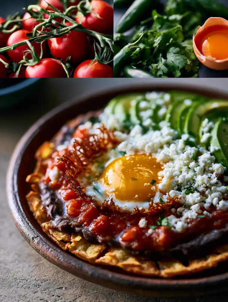 Huevos rancheros Recipe: The Ultimate Authentic Morning Feast 1 Close up of the lacy crispy edges of a fried egg on a bed of chunky red salsa and black beans.