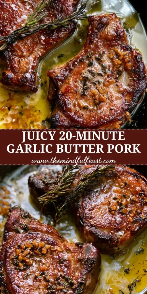 Pork Shoulder Steak with Garlic Butter and Charred Rosemary 4 A top-down shot of two thick-cut pork shoulder steaks in a cast iron skillet with golden garlic butter and charred rosemary. (pork shoulder steak)