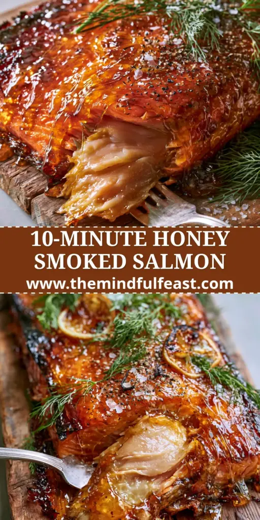 Smoked Salmon Recipe with a Shimmering Honey Glaze and Charred Lemon 3 An overhead handheld smartphone photo of a thick center-cut smoked salmon fillet on a rustic board with a glistening honey glaze and charred edges. (Smoked salmon recipe)