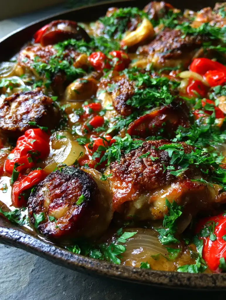 Chicken scarpariello: The Ultimate Crispy Skillet Recipe 1 Whole roasted garlic and jammy onions in an amber vinegar sauce for Chicken scarpariello.