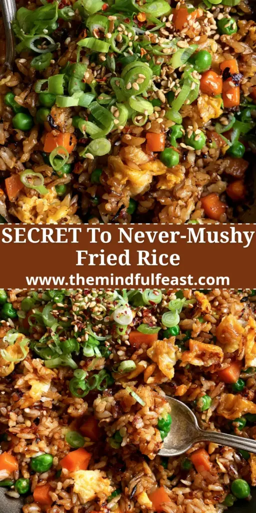 Easy Fried Rice with Glistening Soy Sauce Glaze and Wok-Seared Jasmine Rice 4 A close-up of Easy Fried Rice in a carbon steel wok featuring golden egg ribbons, vibrant peas, and toasted jasmine rice grains.