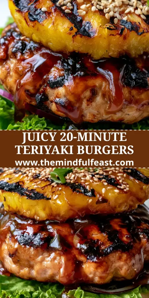 Teriyaki Turkey Burger: The Ultimate Juicy Grilled Hawaiian Feast 4 A thick Teriyaki turkey burger stacked with charred pineapple, glistening dark amber glaze, and sesame seeds on a brioche bun.