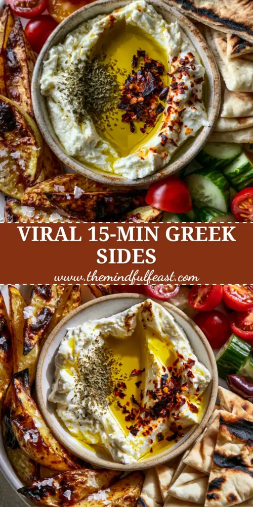 Vegetarian Greek Side Dishes: The Ultimate Whipped Feta and Blistered Lemon Potato Mezze 4 A vibrant overhead shot of a Greek mezze spread including whipped feta, blistered lemon potatoes, and grilled pita. (Vegetarian Greek side dishes)