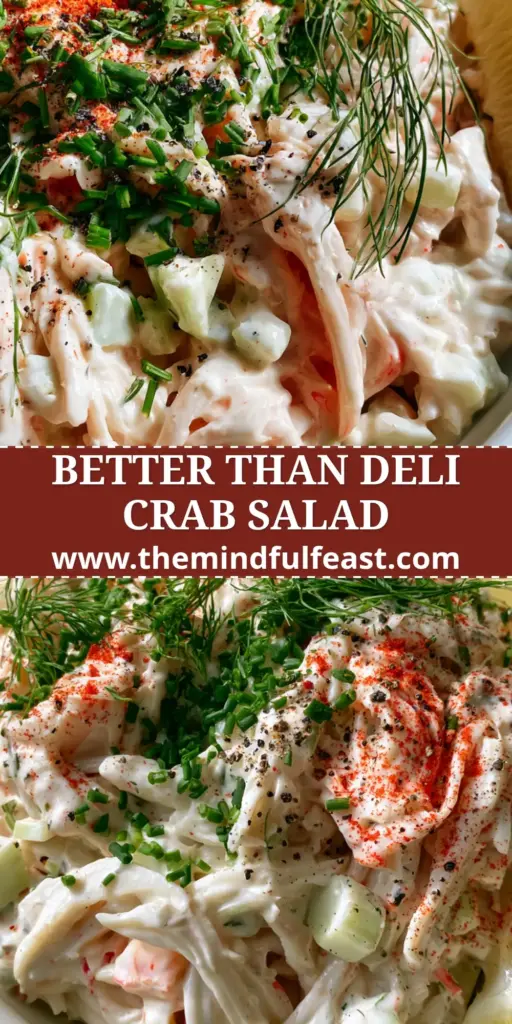 Imitation Crab Salad: The Ultimate Creamy Shredded Seafood Delight 4 A top-down view of creamy imitation crab salad with shredded surimi, fresh dill, chives, and a dusting of smoked paprika in a white bowl. (Imitation crab salad)