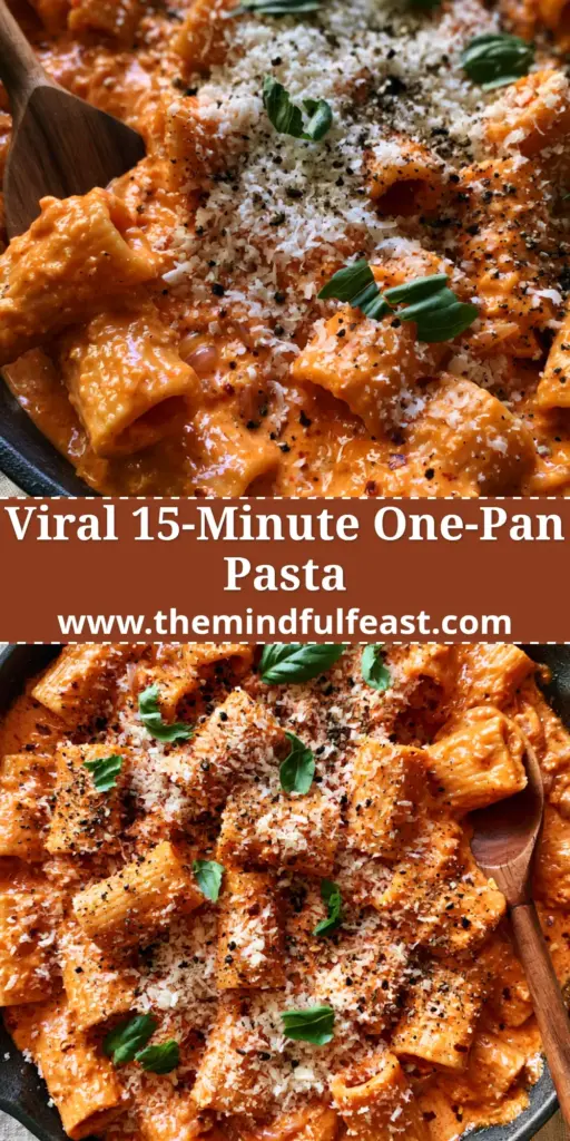Pasta Alla Vodka with Glossy Cream Sauce and Silk-Coated Rigatoni 4 A close-up of glossy rigatoni pasta alla vodka in a skillet topped with fresh basil and parmesan cheese.