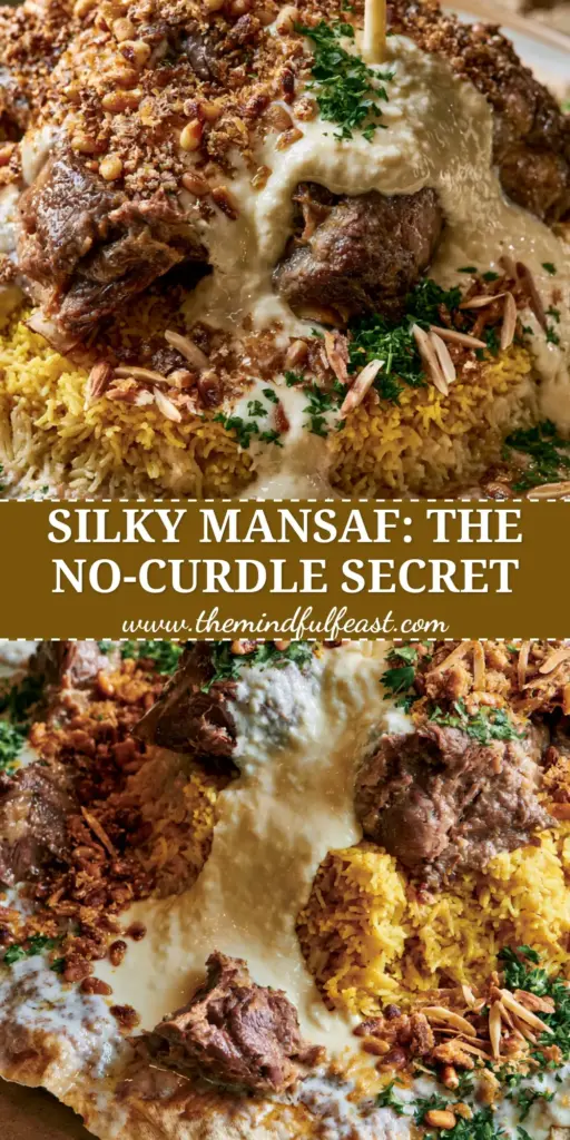 Mansaf Recipe: The Ultimate Guide to Jordan’s Authentic National Feast 4 A top-down platter of Jordanian Mansaf featuring golden rice, braised lamb, and a pour of white jameed sauce. (Mansaf recipe)