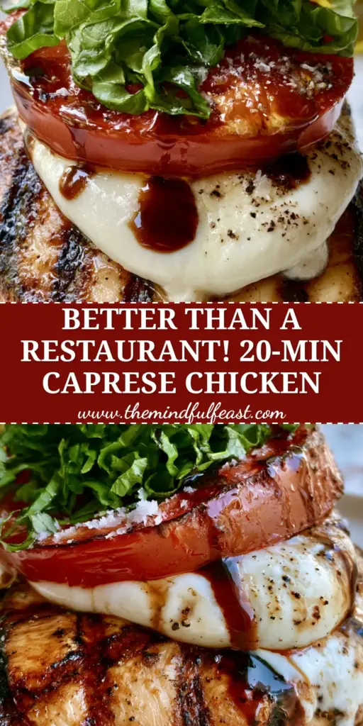 A single piece of Grilled Chicken Caprese on a marble plate with deep grill marks and melted mozzarella. (Grilled Chicken Caprese)