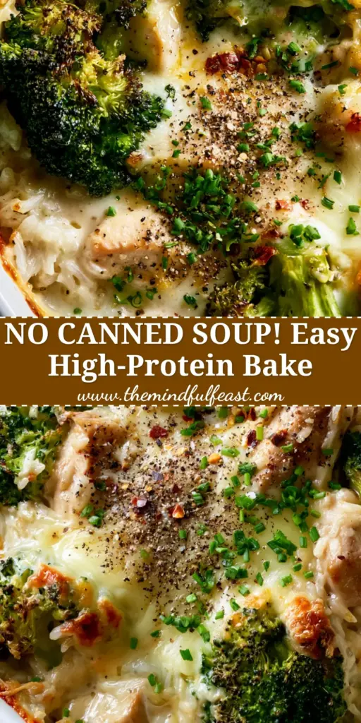 Broccoli Chicken and Rice Casserole: The Ultimate Cheesy Comfort Bake 4 A high-angle smartphone photo of a creamy Broccoli Chicken and Rice Casserole in a white dish with bubbling cheddar and charred broccoli.