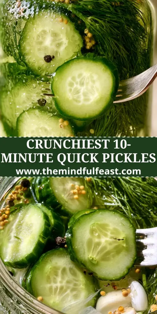 Quick Pickles Recipe: The Ultimate Guide to Ultra-Crispy Refrigerator Dill Pickles 4 A tall glass mason jar filled with thick-cut emerald green cucumbers, fresh dill, and mustard seeds for a Quick Pickles Recipe.